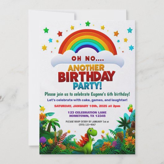 O nee! Een dinosaurus-thema verjaardagsfeestje  Kaart (Voorkant)