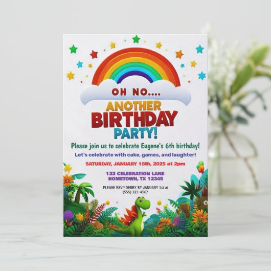 O nee! Een dinosaurus-thema verjaardagsfeestje  Kaart (Staand voorkant)