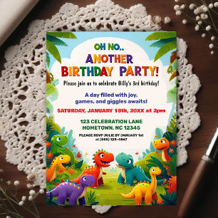 O nee! Een dinosaurus verjaardagsfeestje  Briefkaart