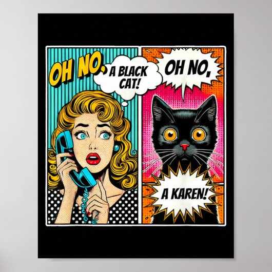 O nee een zwarte kat Funny Comic Kat Liefhebbers O Poster (Voorkant)