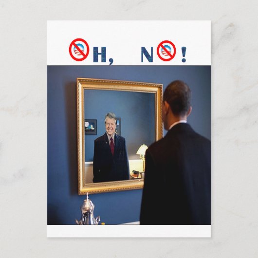 O nee! Jimmy Carter, maar sneller. Briefkaart (Voorkant)