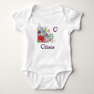 O Olivia Personalize Letter Name, Roos Flowers Romper