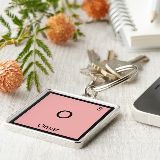 O - Omar Funny Chemistry Element Symbol T-Shirt Sleutelhanger (Zijkant)