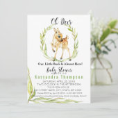 O, onze kleine buck is bijna hier Baby shower Kaart (Staand voorkant)