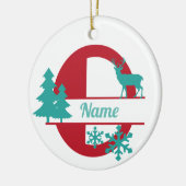O Ornament van de kerstfeestdag met een Initiaal v (Links)