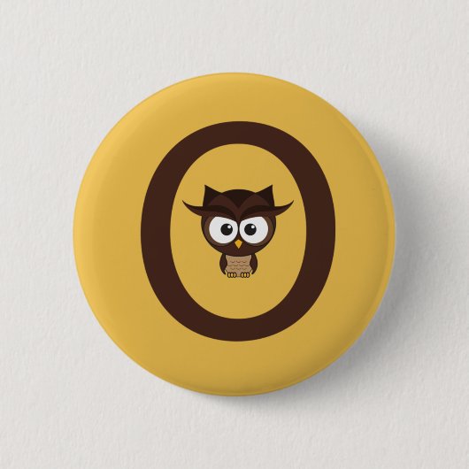 O - Owl Ronde Button 5,7 Cm (Voorkant)