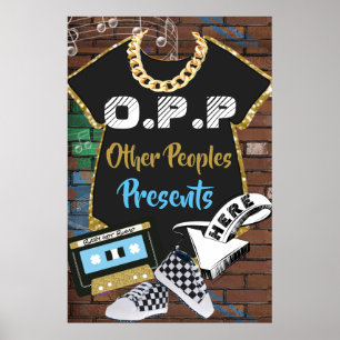 O.P.P Hip Hop Baby {Blauw Goud} 24"x36" Groot Poster