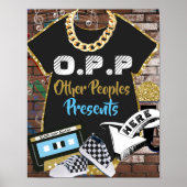 O.P.P. Hip Hop Blue|Gold Gift Table Sign Poster (Voorkant)