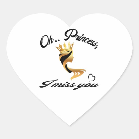 O prinses, hoeveel ik je mis. Nieuwjaar Christm Hart Sticker (Voorkant)