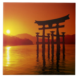O-Torii poort, Itsukushima heiligdom, Miyajima, Tegeltje