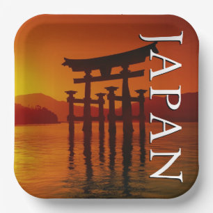 O-Torii-poort, Itsukushima-schrijn   Miyajima, Jap Papieren Bordje