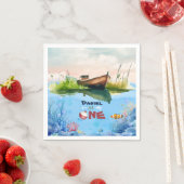 O-vis-ally Een Gevist 1e Verjaardags Papier Servet (Insitu)