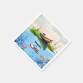 O-vis-ally Een Gevist 1e Verjaardags Papier Servet (Hoek)