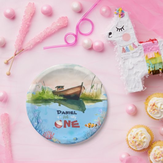 O-vis-ally Een Gevist 1e Verjaardagspapier Bord (Feest)