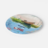 O-vis-ally Een Gevist 1e Verjaardagspapier Bord (Gekanteld)