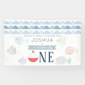 O-vis-ally Een Gevist Jongen 1e Verjaardag Welkom Spandoek (Horizontaal)