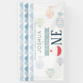 O-vis-ally Een Gevist Jongen 1e Verjaardag Welkom Spandoek (Verticaal)