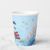 O-vis-ally Een Geviste 1e Verjaardagspapier beker (Achterkant)