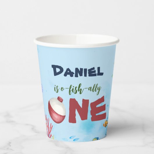 O-vis-ally Een Geviste 1e Verjaardagspapier beker (Links)