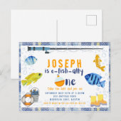 o Vis Ally Een Geviste 1e Verjaardagsuitnodiging Briefkaart (Voorkant / Achterkant)