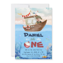 O-vis-ally Een Geviste 1e Verjaardagsuitnodiging