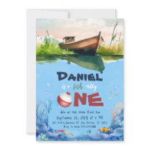 O-vis-ally Een Geviste 1e Verjaardagsuitnodiging