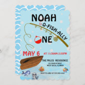 O-vis-Ally, kleine visser, één verjaardag Save The Date (Voorkant / Achterkant)