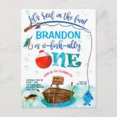 O-vis-Ally, kleine visser, Gevist 1e verjaardag Uitnodiging Briefkaart (Voorkant)