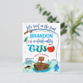 O-vis-Ally, kleine visser, Gevist 2e verjaardag Uitnodiging Briefkaart (Staand voorkant)