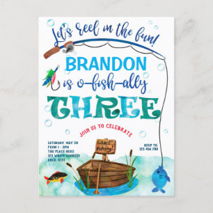 O-vis-Ally, kleine visser, Gevist 3e verjaardag Uitnodiging Briefkaart