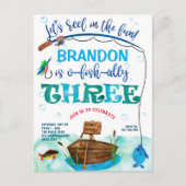 O-vis-Ally, kleine visser, Gevist 3e verjaardag Uitnodiging Briefkaart (Voorkant)