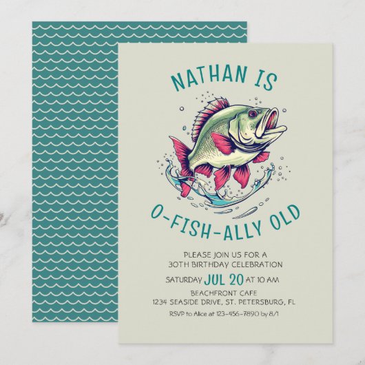 O-vis-ally oud Gevist volwassen verjaardag Kaart (Voorkant / Achterkant)