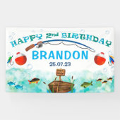 O-vis-ally vissen thema 2e verjaardag achtergrond  spandoek (Horizontaal)