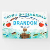 O-vis-ally vissen thema 3e verjaardag achtergrond spandoek (Horizontaal)