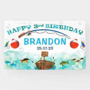 O-vis-ally vissen thema 3e verjaardag achtergrond spandoek