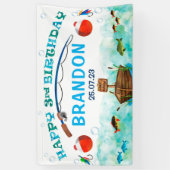 O-vis-ally vissen thema 3e verjaardag achtergrond spandoek (Verticaal)