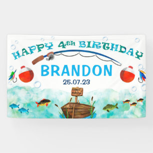 O-vis-ally vissen thema 4e verjaardag achtergrond spandoek