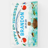 O-vis-ally vissen thema 5e verjaardag achtergrond spandoek (Verticaal)