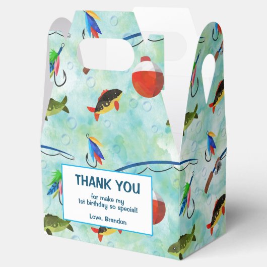 O-vis-ally weg vissen kleine visser verjaardag bedankdoosjes (Geopend)
