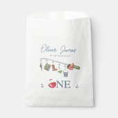 O-vis-bondgenoot een vissen 1e jongen verjaardag bedankzakje (Voorkant)