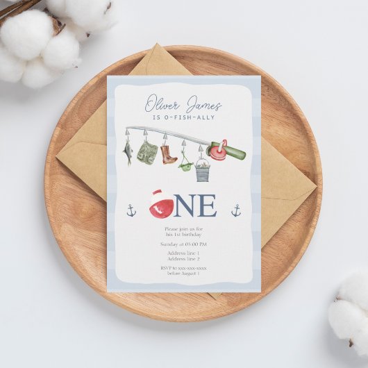 O-vis-bondgenoot een vissen 1e jongen verjaardag kaart