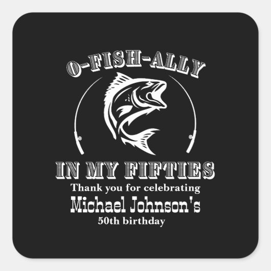 O-vis-bondgenoot in mijn 50ste verjaardagsfeestje vierkante sticker (Voorkant)