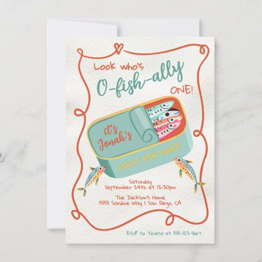 O-vis-bondgenoot One Funky Sardine Verjaardagsfees Kaart (Voorkant)