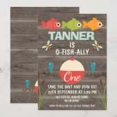 O-vis-bondgenoot One Vissen Birthday Invitation Kaart (Voorkant / Achterkant)