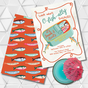 O-vis-bondgenoot verloofde Funky Sardine Party Kaart