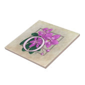 O voor Orchideeën Bloem Monogram Tegeltje (Zijkant)
