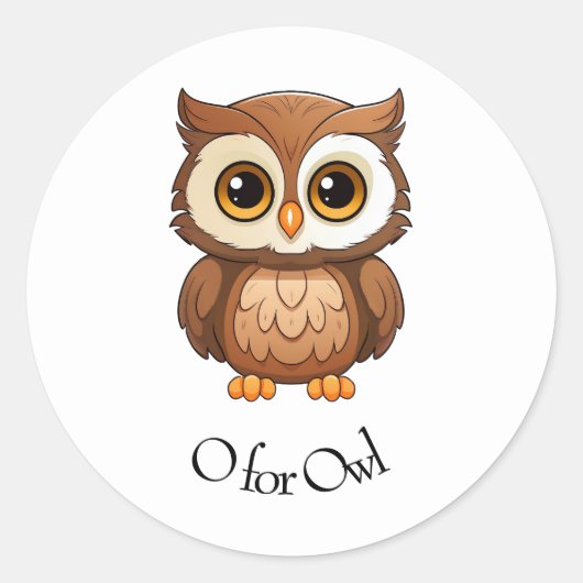 O voor uil ronde sticker (Voorkant)