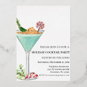 O wat een leuk Kerstcocktailfeest Folie Uitnodiging (Voorkant)