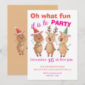 O wat een leuk rendier feestje kaart (Voorkant / Achterkant)