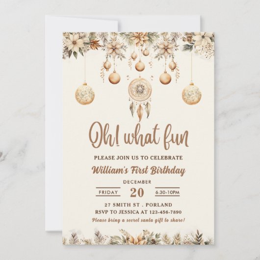 O wat een leuke Kerst bloemige Kerst verjaardag Kaart (Voorkant)